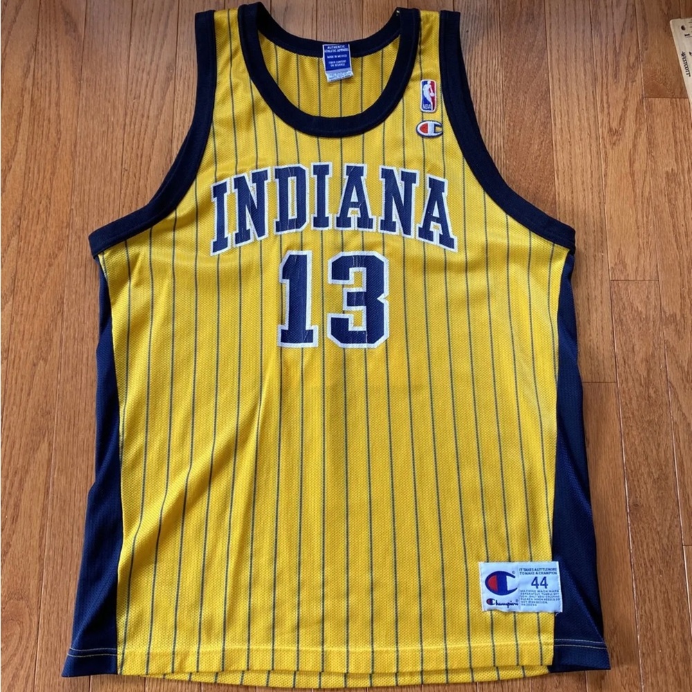 Vintage Marc Jackson Indiana Pacers Gold Champion Jersey size 44